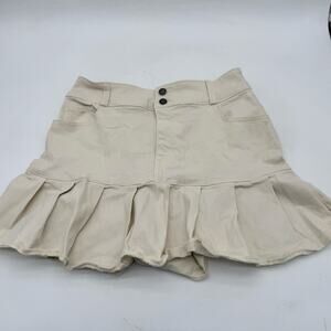 Hollister Beige Ruffle Mini Skirt Women’s Size S Pleated Hem Y2K/00's